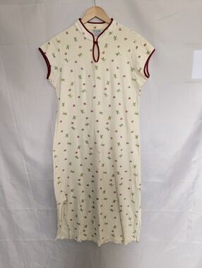 Vintage 90s Y2K Wonderbra Mandarin Qipao Chinoiserie Style Cotton Night Dress